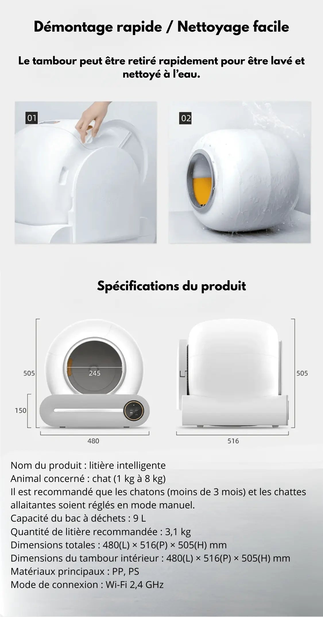 Litière autonettoyante